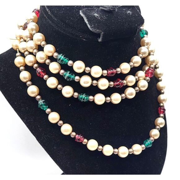 Baroque Single Strand Imitation Pearl Sterling Silver Glass Beads 59in - Picture 2 of 6